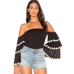 Off the shoulder floral form fitting top